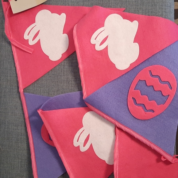 Felt Flag Banner Bunny Rabbit Easter Egg Purple Pink Fun Decoration Bright - Picture 2 of 5